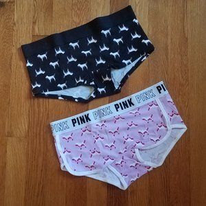 NWT 2 Lot Victoria's Secret PINK Pink Dog Print Panty Underwear Medium